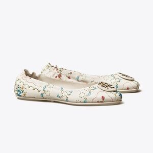 Tory Burch Minnie Floral Print Travel Ballet Flats Size 8 A30